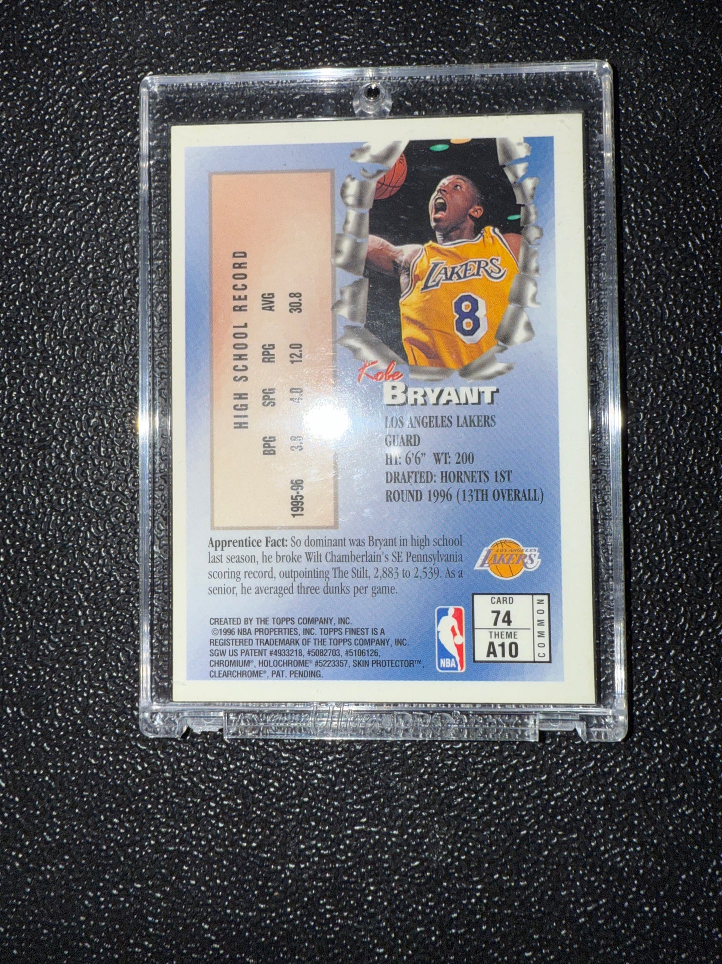 Kobe Bryant “Finest” card 74 theme A10 1995-1996