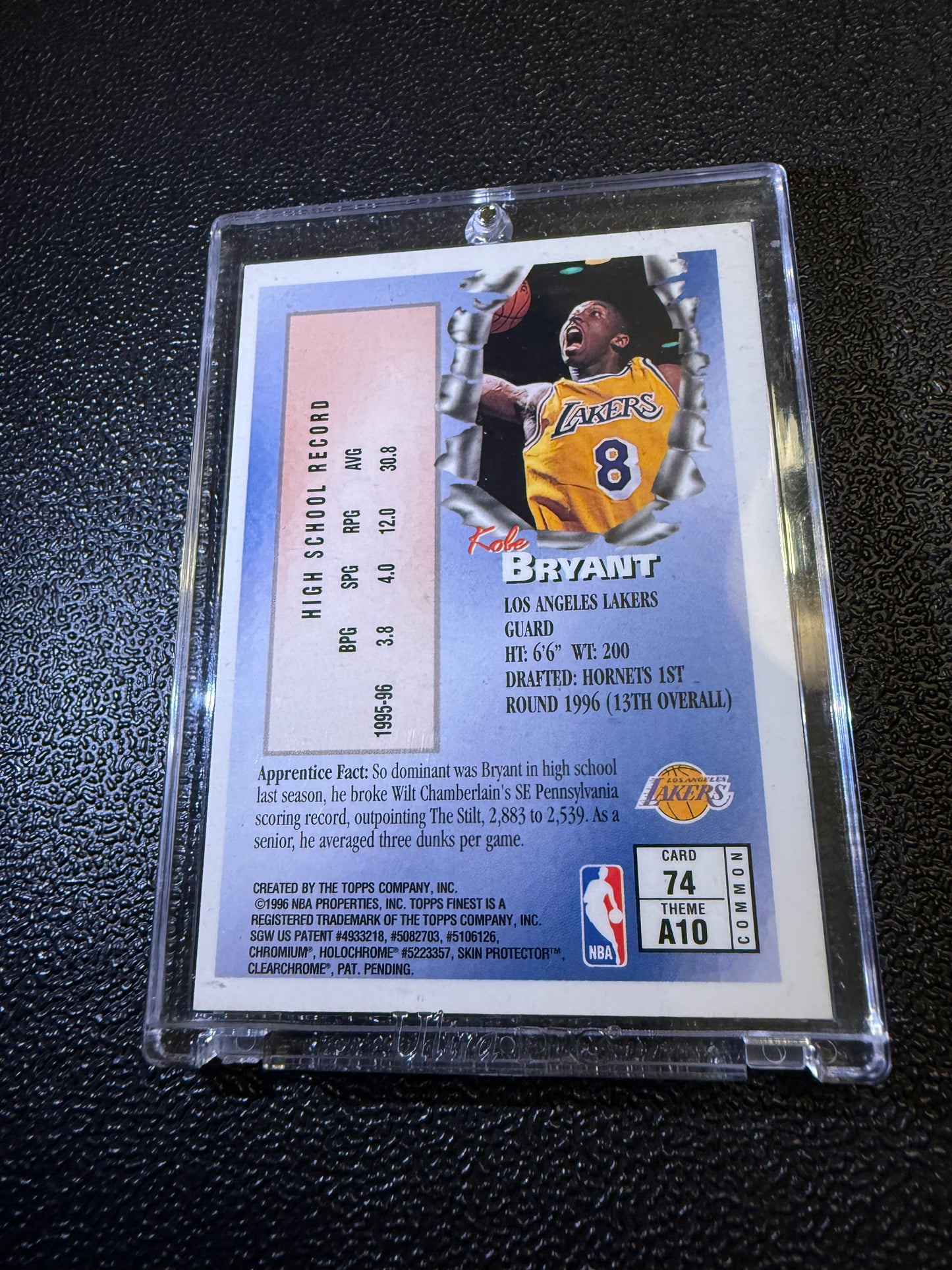 Kobe Bryant “Finest” card 74 theme A10 1995-1996