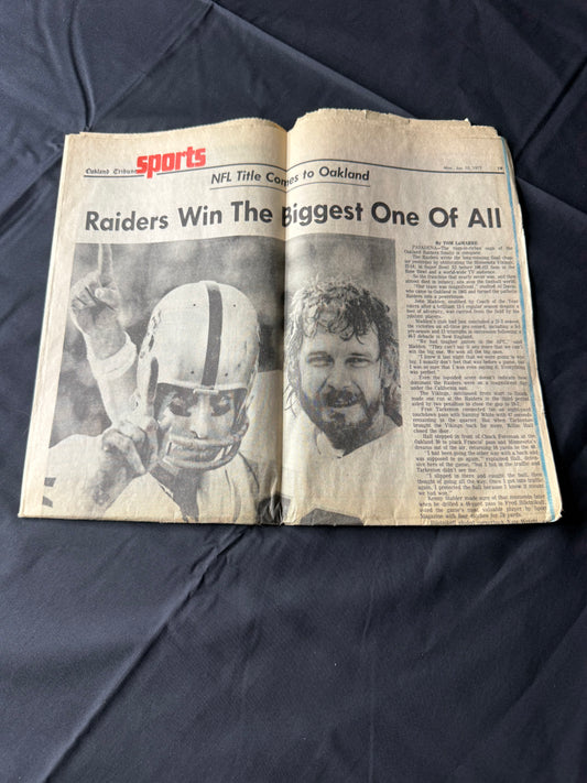 Oakland Raiders Biggest win of them all newspaper