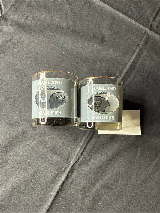 Oakland Raiders Glass scotch set